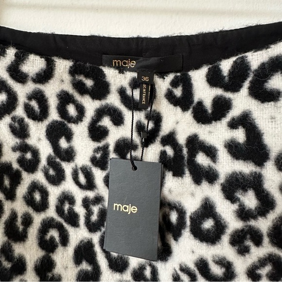 NWT Maje Jazara Snow Leopard Wool Mini Skirt Size 36 - Picture 11 of 15